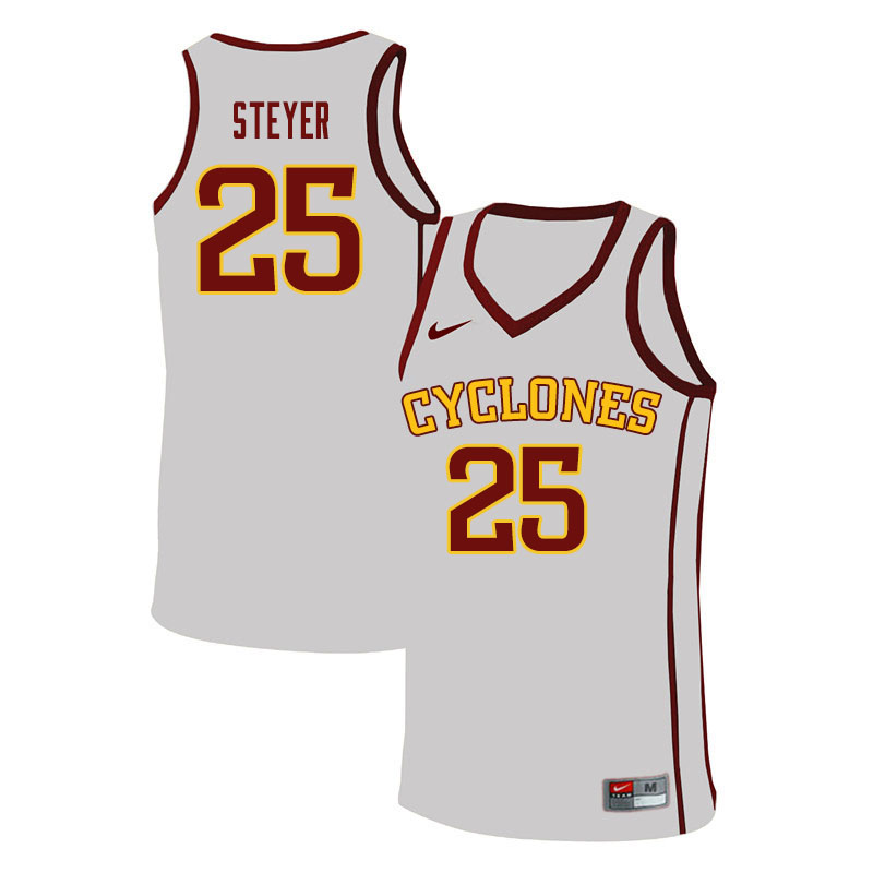 Men #25 Eric Steyer Iowa State Cyclones College Basketball Jerseys Sale-White - Click Image to Close